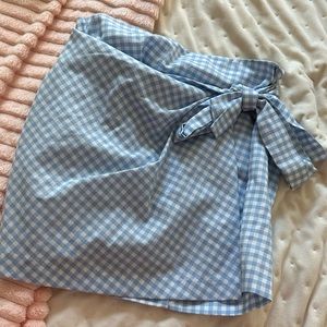 Forever 12 Blue Gingham Wrapped Skirt Pastel Size Medium